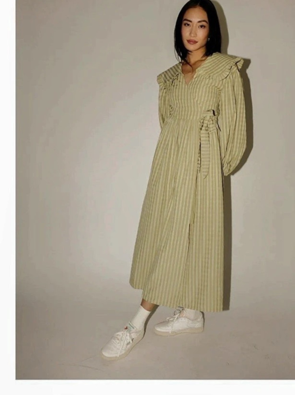 Zoco Birdie Wrap Dress Gingham Midi Wrap Dress in Green Size Medium